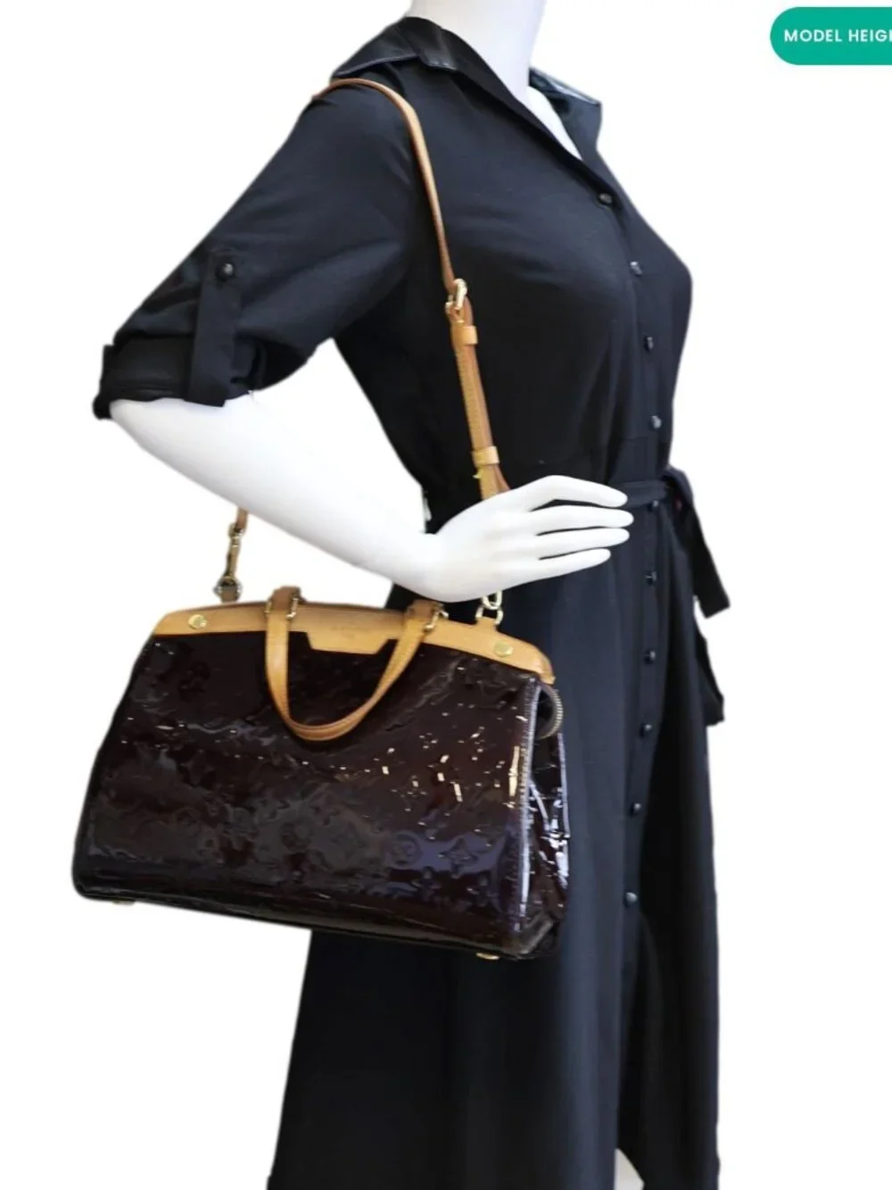 Louis Vuitton  Brea MM Monogram Vernis Satchel Bag Amarante
